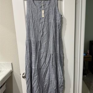 Max Studio Blue and White Striped Maxi Dress